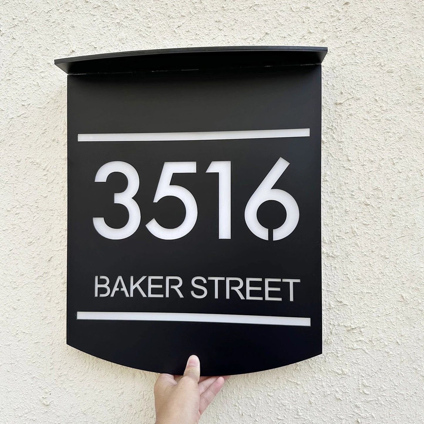 Personalized Exterior Solar House Sign Acrylic LED Night House Number Plaque Outdoor Family Address Sign Street Solar Sign - Amiko Decor