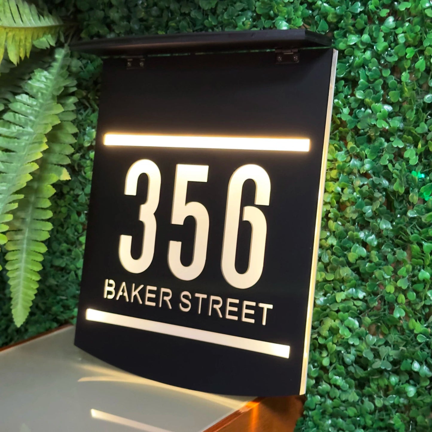 Personalized Exterior Solar House Sign Acrylic LED Night House Number Plaque Outdoor Family Address Sign Street Solar Sign - Amiko Decor