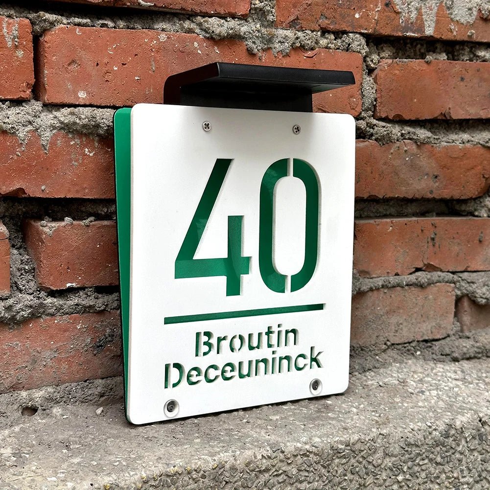 Personalized House Number Outdoor LED Solar illuminated Door Number Solar Lights Outdoor Door Sign 3D Cut Acrylic Door Plate - Amiko Decor