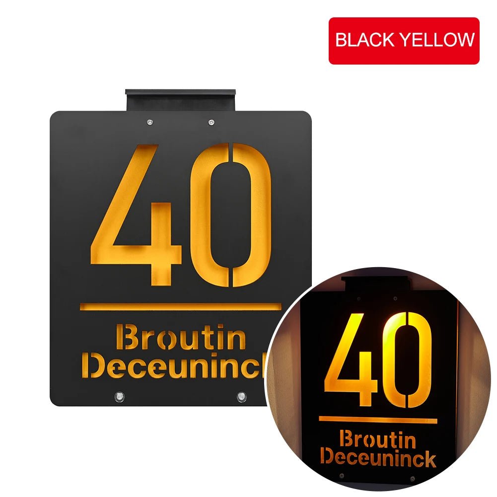 Personalized House Number Outdoor LED Solar illuminated Door Number Solar Lights Outdoor Door Sign 3D Cut Acrylic Door Plate - Amiko Decor
