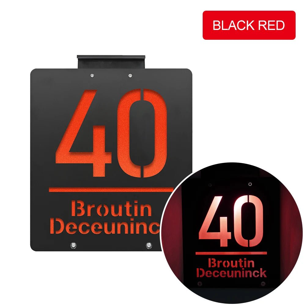 Personalized House Number Outdoor LED Solar illuminated Door Number Solar Lights Outdoor Door Sign 3D Cut Acrylic Door Plate - Amiko Decor
