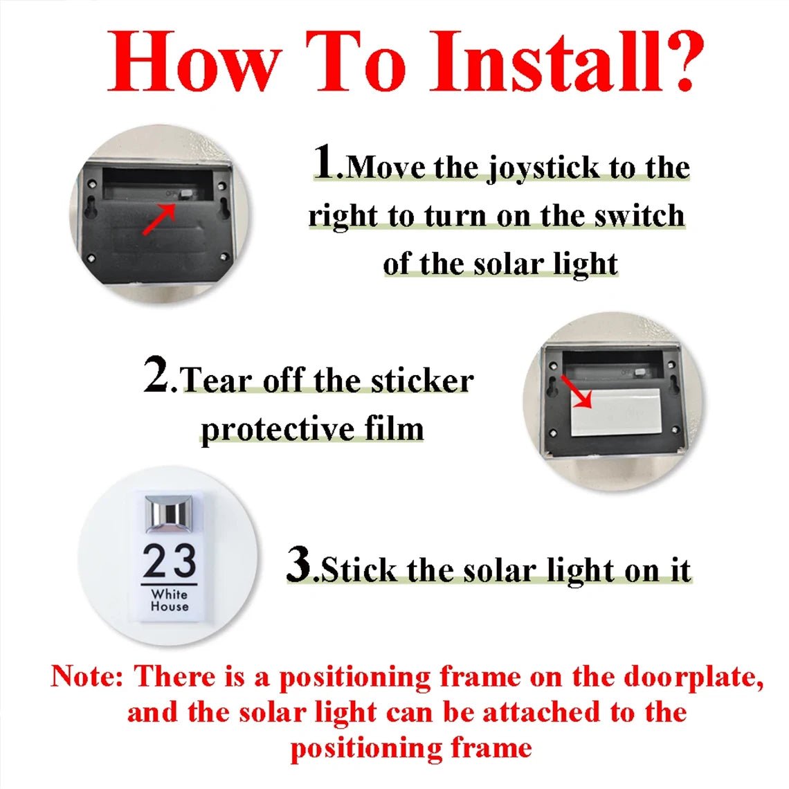 Custom House Number Outdoor Solar Lights 3D Acrylic Solar House Number Plate With Name Door Sign Personalized Home Address Sign - Amiko Decor