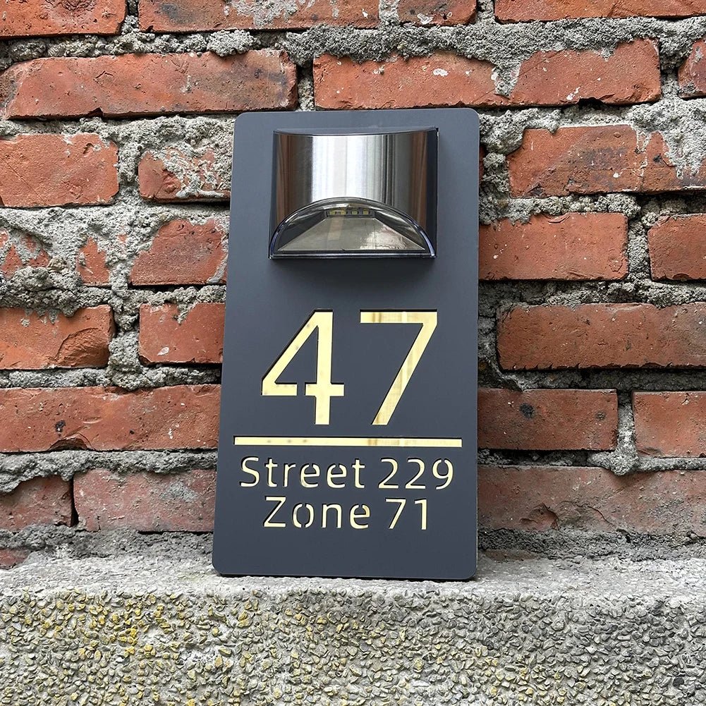 Custom House Number Outdoor Solar Lights 3D Acrylic Solar House Number Plate With Name Door Sign Personalized Home Address Sign - Amiko Decor