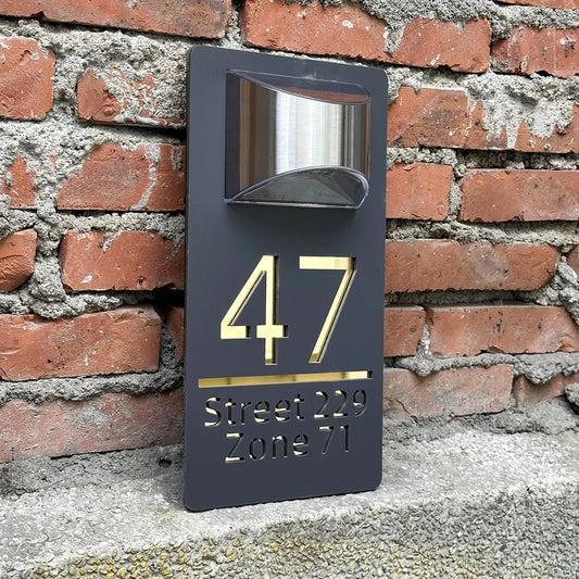 Custom House Number Outdoor Solar Lights 3D Acrylic Solar House Number Plate With Name Door Sign Personalized Home Address Sign - Amiko Decor