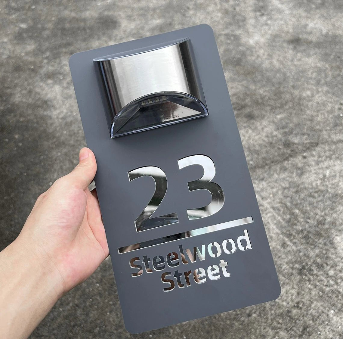 Custom House Number Outdoor Solar Lights 3D Acrylic Solar House Number Plate With Name Door Sign Personalized Home Address Sign - Amiko Decor