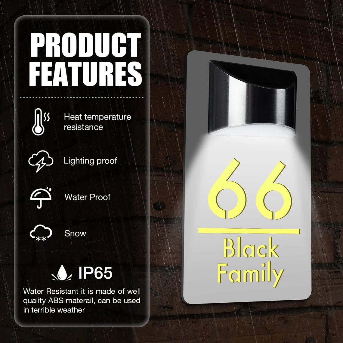 Custom House Number Outdoor Solar Lights 3D Acrylic Solar House Number Plate With Name Door Sign Personalized Home Address Sign - Amiko Decor