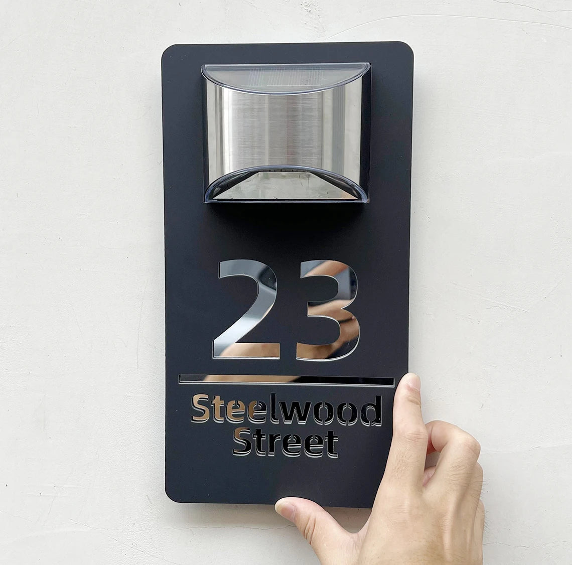 Custom House Number Outdoor Solar Lights 3D Acrylic Solar House Number Plate With Name Door Sign Personalized Home Address Sign - Amiko Decor