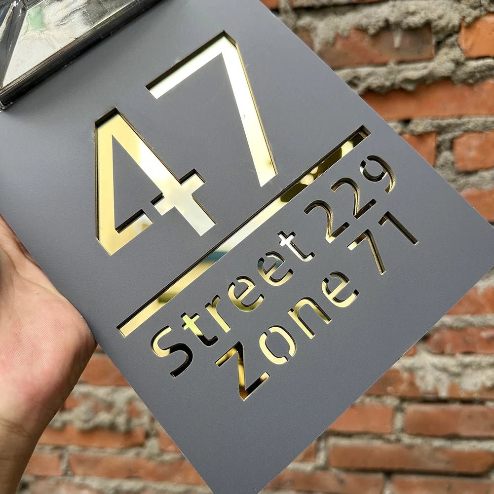 Custom House Number Outdoor Solar Lights 3D Acrylic Solar House Number Plate With Name Door Sign Personalized Home Address Sign - Amiko Decor