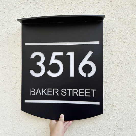 Personalized Exterior Solar House Sign Acrylic LED Night House Number Plaque Outdoor Family Address Sign Street Solar Sign - Amiko Decor