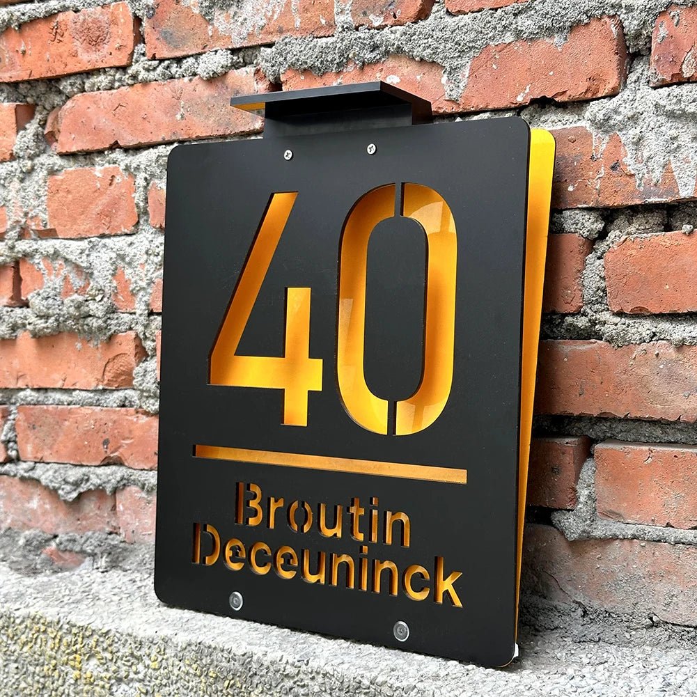 Personalized House Number Outdoor LED Solar illuminated Door Number Solar Lights Outdoor Door Sign 3D Cut Acrylic Door Plate - Amiko Decor