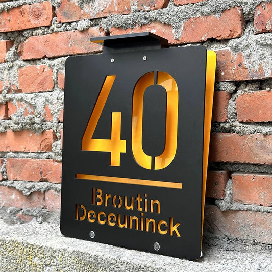 Personalized House Number Outdoor LED Solar illuminated Door Number Solar Lights Outdoor Door Sign 3D Cut Acrylic Door Plate - Amiko Decor