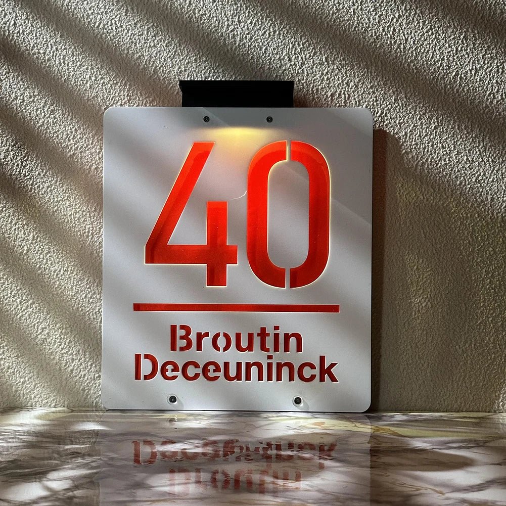 Personalized House Number Outdoor LED Solar illuminated Door Number Solar Lights Outdoor Door Sign 3D Cut Acrylic Door Plate - Amiko Decor